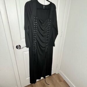 Black Lace-Up Maxi Dress